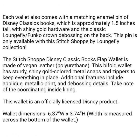 LOUNGEFLY STITCH SHOPPE DISNEY CLASSIC BOOKS CROSSBODY BAG, WALLET, LT. ED. PINS - Picture 15 of 15